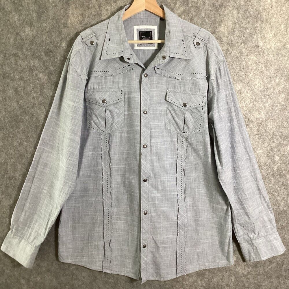 7 Diamond Men’s Shirt Size XXL Snap Buttons Western Style Square Dance Cotton